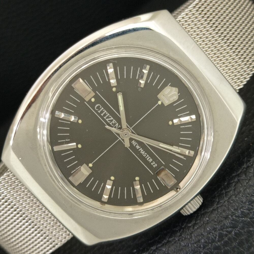 Vintage 1982 Citizen Manual Wound Mens Silver Watch & Silver Accents